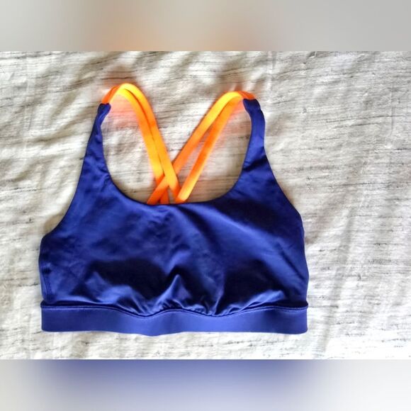Lululemon Athletica Blue Sports Bra with Orange Highlights - Picture 1 of 3